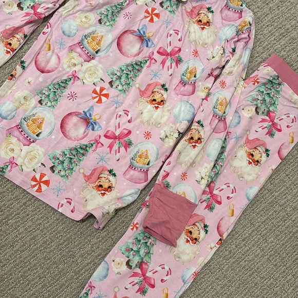 Bums and Roses Other - Whimsical Pink Santa Kids Pajama Set -  Bums & roses size 5/6
